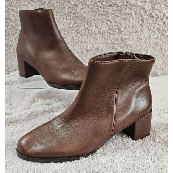 NEW Naturalizer Women Bay Weatherproof Bootie Brown Leather Ankle Boot 10 Wide - Picture 1 of 5